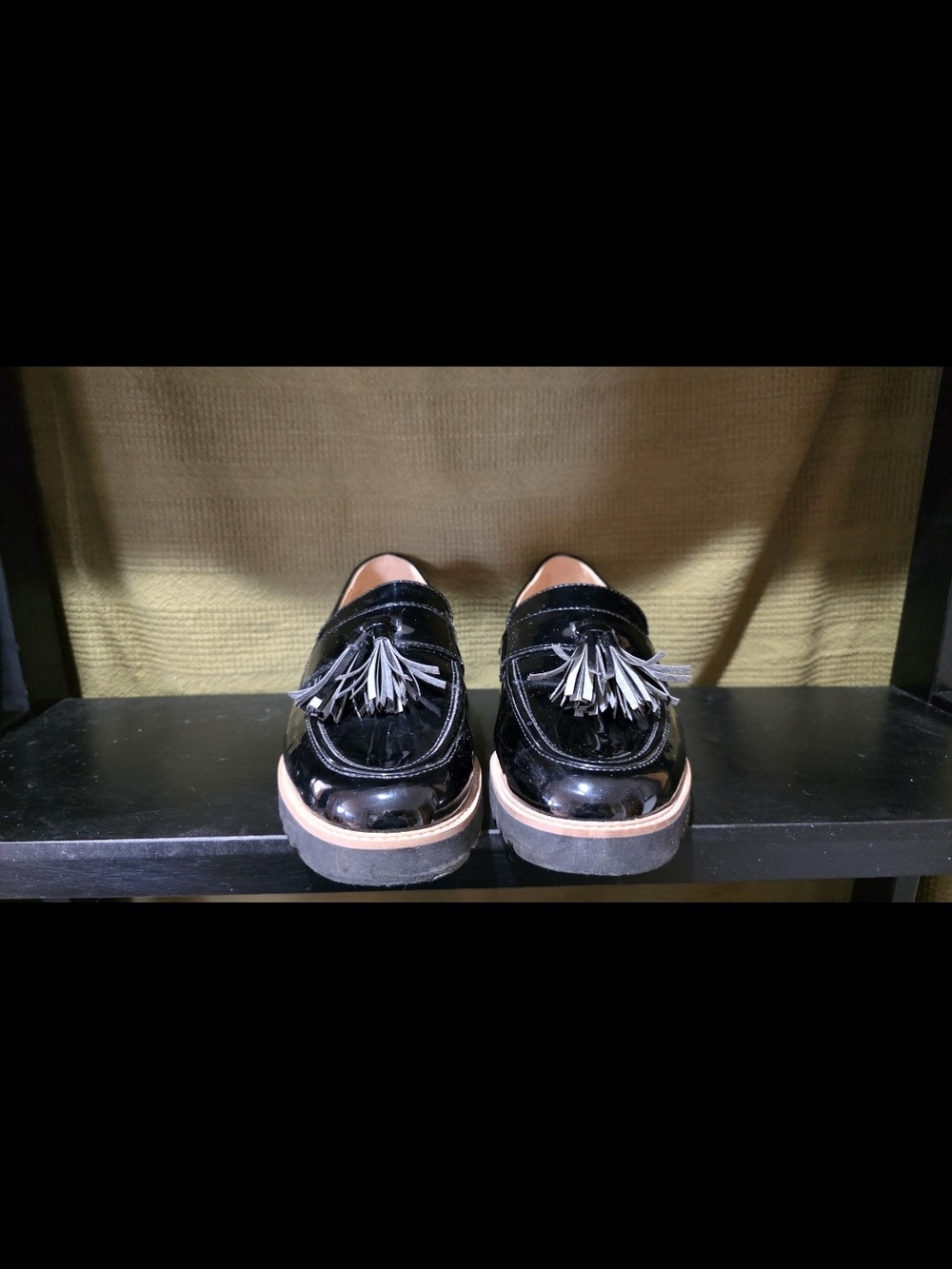 Franco Sarto Black Patent Tassel Loafers